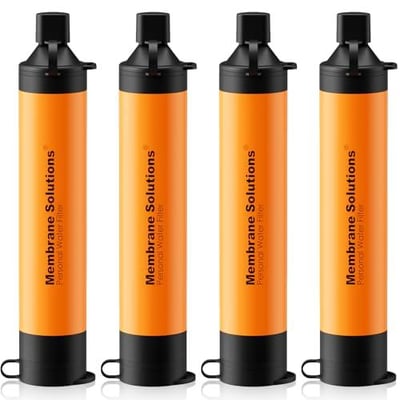 Membrane Solutions Personal Water Filter, Survival Filtration Straw Portable Gear, Emergency Preparedness, Supply for Drinking Hiking Camping Travel Hunting Fishing Team Family Outing (Orange, 4 Pack) - $26.08 + FREE Shipping