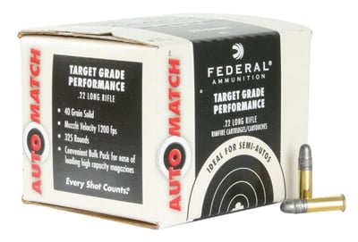 Federal Champion Training .22 LR Ammo 40 Grain LRN 325 Rounds - $19.89 
