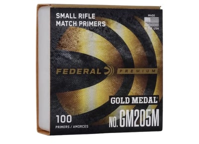 Federal Premium Gold Medal Small Rifle Match Primers #205M 1000 Count - $53.99 (Ships Free with $99) (Free Shipping on $100+ Orders)