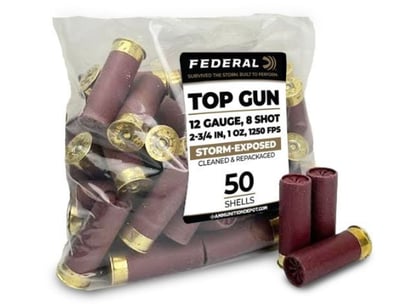 Federal Top Gun 12 Gauge 2.75" 1 oz 8 Shot Ammo, Storm-Exposed, Cleaned & Repackaged, 50 Rounds (Limit 5) - $10.44 after Code: 5PTODAY 