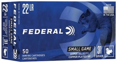 Federal 22LR 31 gr Copper Plated Hollow Point Small Game 500 Round Brick - $26.99 (Free S/H on Firearms)