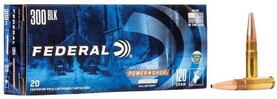 Federal Power-Shok 300 AAC Blackout Ammo 120 Grain Solid Hollow Point Lead Free Box of 20 - $22.97 (Free Shipping on $100+ Orders)