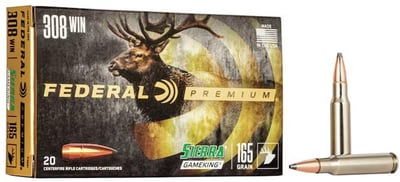 Federal Premium .308 Win 165-Gr. Sierra GameKing JSP Box of 20 - $19.99 (Free Shipping on $100+ Orders)