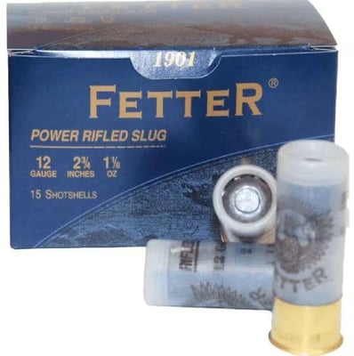 Fetter Rifled Slugs - Case - 12 Gauge, 2.75", 1-1/8 Ounce, Rifled Slug - 120 Rounds - $89.99 