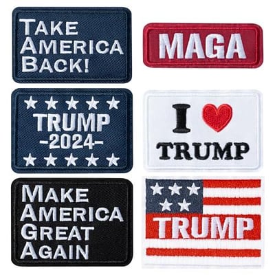 6Pcs Trump Iron on Patches 2024 MAGA Patriotic American Flag Sew on Repair Embroidered Applique 2nd Amendment - $7.99 + FREE Shipping
