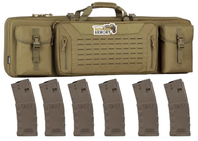 Savior Equipment Urban Warfare Double Rifle Bag- 36" Dark FDE w/ 6x 30rd FDE MFT Magazines - $89.99