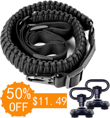 Yutetuter 550 Paracord 2 Point Sling with HK Clips & 2Pack M-Rail Attachment with Swivel Adjustable Length 1.25” Wide - $11.49 W/C "50H5S537" + FREE Shipping