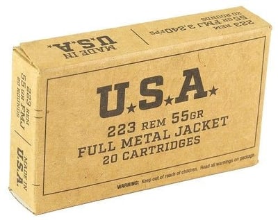 Winchester USA Brass .223 Rem 55 Grain 20-Rounds FMJ - $10.99 ($9.99 S/H on Firearms / $12.99 Flat Rate S/H on ammo)