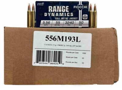FIOCCHI 5.56mm NATO 55GR FMJBT Rifle Ammunition 1000rd Case - $399.99 + Free Shipping 