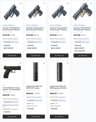 Flash Sale Ambient Arms suppressor 849.99! Arex Zero 1 $379.99! CZ p10C ported $449.99! And Holosun! - $$159.99 - $159.99 