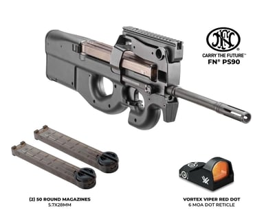 FNH PS90 5.7x28mm 16.04″ w/Vortex Viper Red Dot & 2-50rd Mags - $1558.12 w/price in cart 