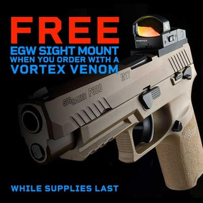 FREE EGW Sight Mount with a Vortex Venom Red Dot Sight a 294.98 value for - $249.99