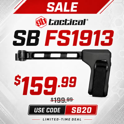 SB Tactical - SB FS1913 - Collapsible Picatinny Pistol Brace, Poly - $159.99(CODE:SB20) 