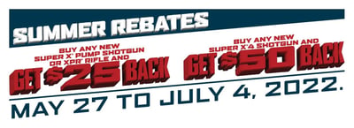 Winchester Summer Rebates - Receive a rebate of up to $50 when you purchase a new qualifying firearm between May 27 and July 4, 2022.