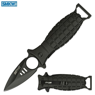 MTech Spring-Assisted Folding Knife Black Grenade - $9.99 (Free S/H over $75, excl. ammo)