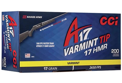 CCI 949CC Varmint A17 17 HMR 17 GR Varmint Tip 200 Rounds - $49.99 
