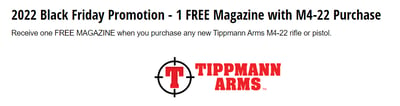 Tippmann Arms Rebate - One FREE Magazine with M4-22 Purchase