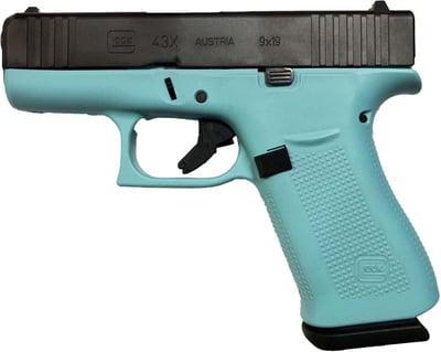Glock 43X Robin's Egg Blue 9mm 3.41" Barrel 10-Rounds Fixed Sights - $499.99 ($9.99 S/H on Firearms / $12.99 Flat Rate S/H on ammo)