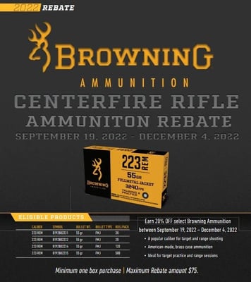 Browning .223 FMJ Ammo Rebate 2022