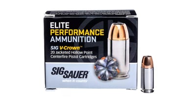 Sig Sauer Elite Performance V-Crown JHP 125 Grain Nickel Plated Brass .38 SPL 20 Rnd - $17.99 (Free Shipping over $50)