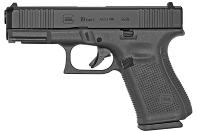 Glock 19 Gen5 Striker Fired 4.02" 9MM 15Rd Compact Semi-Auto Pistol - Black - $499.95 (FREE Shipping over $50)