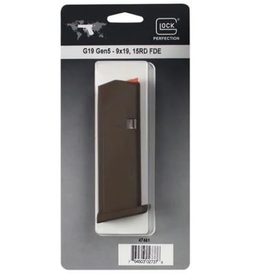 Glock 19 9mm 15-Round FDE Factory Magazine with Orange Follower - $18.99 (Free S/H on Firearms)