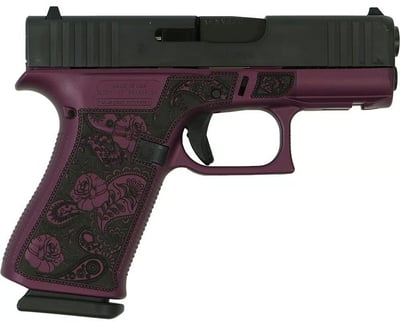 Glock 43X 9mm 3.41" 10rd Pistol, Full Engraved Paisley Black Cherry, Lightrail - $550.78 (Free S/H on Firearms)
