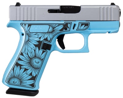 Glock 43X FR 9mm 3.41" 10rd Sub-Compact Pistol, 3 Mags, Miss Daisy Blue/Silver, Pistol Case - $519.99 