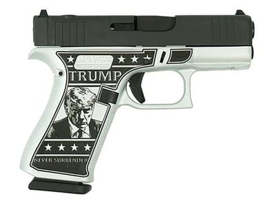 Glock 43x MOS Custom "Trump 2024 Mug Shot" 9mm 3.41" 10rd Pistol, Black / Silver - $499.99 