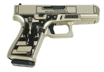 Glock G19 Gen 5 9mm 4" 15rd Semi-Auto Pistol, Trump Fight Silver - $529.99 