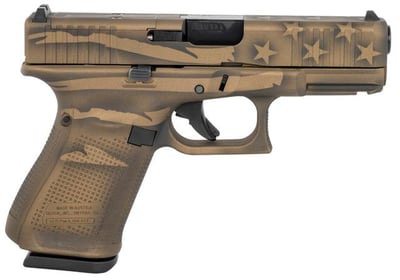 Glock 19 Gen5 MOS 9mm 4" Barrel Coyote Battle Worn Flag 15rd - $619.0