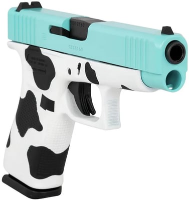 Glock 48 9mm Slim Compact PIstol with Cerakote Cow Frame and Blue Cerakote Slide - $599.99 (Free S/H on Firearms)