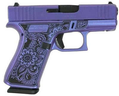 Glock 43X FS 9mm W/FRNT RAILS Frame & Slide Engrved Mandala w/Purple Pearl - $539.99 