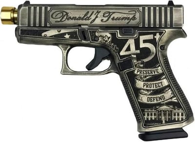 Glock 43X FS 9mm W/Front Rails Black USA Trump Gold Barrel - $729.99 