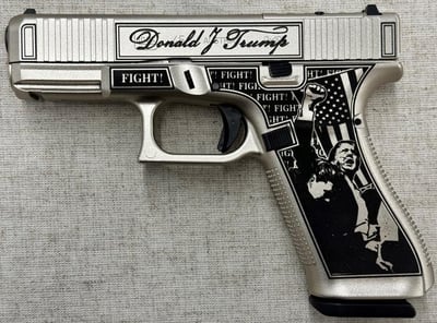 Glock G19 Trump 3.0 Fight 9mm 10 Rounds 4" Barrel Silver and Black - $696.99