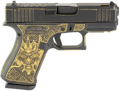 Glock 43X Compensated Black / Gold 9mm 3.4" Barrel 10-Rounds Engraved Dragon, Optics Cut - $557.87