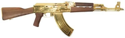 USED Zastava Arms ZPAP M70 Gold Plated 7.62x39 16", 30rd Semi-Auto AK Rifle, Walnut Furniture - $4800