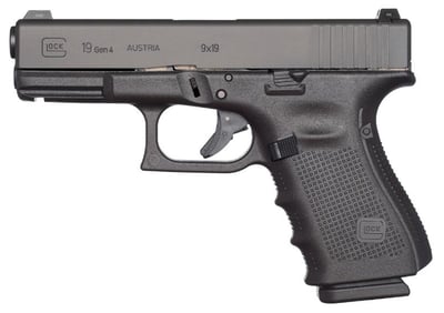 Glock 19 Gen 4 9mm 4" 15rd, Black, Glock Night Sights - $499.99 