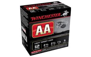 Winchester Aa Light Target Load 12 Gauge Shotgun Ammo - 12 Gauge 2-3/4" 1-1/8 Oz #9 Shot 25/Box 0020892004436