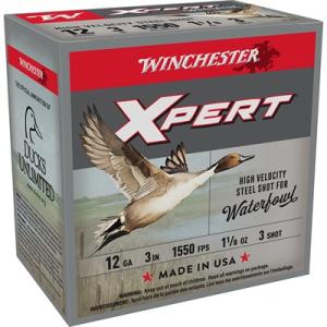 Winchester Super-X Waterfowl Xpert High Velocity Steel 12 Gauge Ammo - 12 Gauge 3" 1-1/8 Oz #3 Steel Shot 25/Box 0020892015555