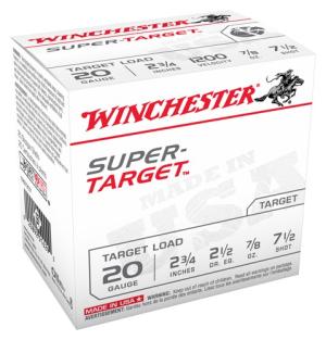 Winchester Super Target 20 Gauge Shotgun Ammo - 20 Gauge 2-3/4" 7/8 Oz #7.5 Shot 25/Box 0020892016293