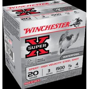 Winchester Xpert High Velocity Ammunition 20 Gauge 3" 7/8 oz #4 Non-Toxic Plated Steel Shot Box of 25 0020892017283