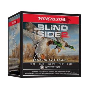 Winchester Blind Side 2 12 Gauge 3.5in 2 Shot Size Shotgun Ammo 25 Rounds XBS12L2