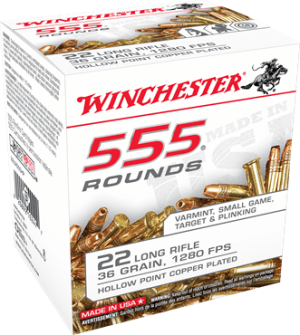Winchester Usa Whitebox 22 Long Rifle Rimfire Ammo - 22 Long Rifle 36gr Copper Plated Hollow Point 555/Box 0020892102477