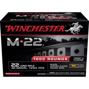 Winchester 22 Long Rifle M-22 40gr Copper Plated Round Nose Ammunition - 22 Long Rifle M-22 40gr Cprn 1,000/Box 0020892102767