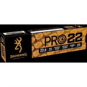 Browning Browning Ammo B194122101 Pro22 Subsonic Velocity 22 LR 40 gr 1085 fps Lead Round Nose (LRN) 100 Bx/20 Cs 0020892104730