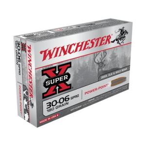 Winchester SUPER-X RIFLE .30-06 Springfield 180 grain Power-Point Brass Cased Centerfire Rifle Ammo 20 Rounds X30064 0020892200104