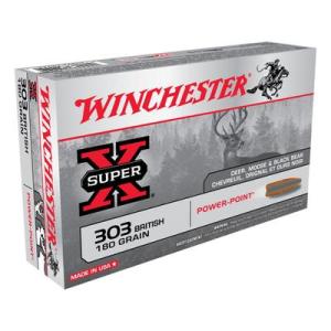 Winchester SUPER-X RIFLE .303 British 180 grain Power-Point Brass Cased Centerfire Rifle Ammo 20 Rounds X303B1 0020892200371