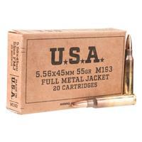 Winchester Ammunition, 5.56x45mm NATO, M193 FMJ, 55 Grain, 20 Rounds 0020892225626