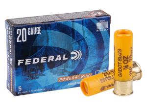 Federal Ammunition 20ga 2 3/4 In Power Shok Sabot Slug 5rds 0029465027384